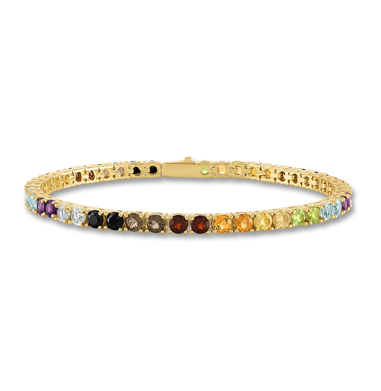 Main Image 1 of 1933 by Esquire Men's Natural Multi-Gemstone Tennis Bracelet 14K Yellow Gold-Plated Sterling Silver 8.5"