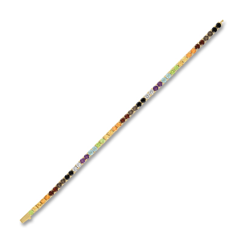 Main Image 2 of 1933 by Esquire Men's Natural Multi-Gemstone Tennis Bracelet 14K Yellow Gold-Plated Sterling Silver 8.5"
