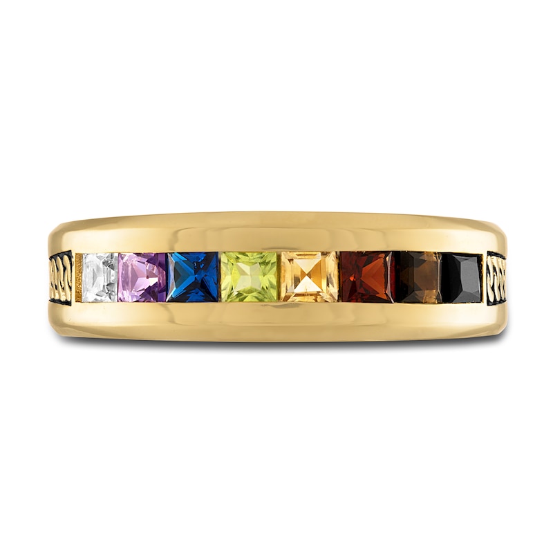 1933 by Esquire Men's Natural Multi-Gemstone Ring 14K Yellow Gold-Plated Sterling Silver