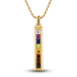 1933 by Esquire Natural Multi-Gemstone Pendant Necklace 14K Yellow Gold-Plated Sterling Silver 22"