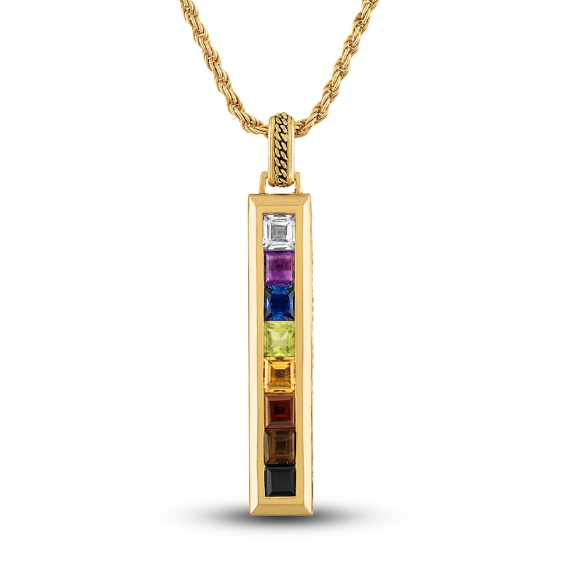 Main Image 1 of 1933 by Esquire Natural Multi-Gemstone Pendant Necklace 14K Yellow Gold-Plated Sterling Silver 22"