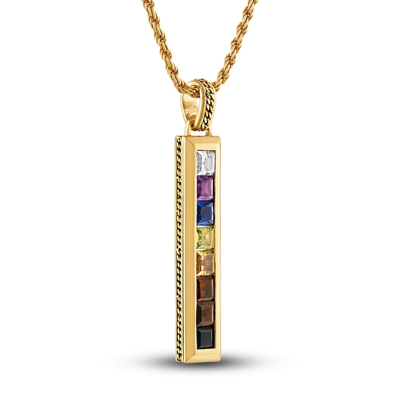 1933 by Esquire Natural Multi-Gemstone Pendant Necklace 14K Yellow Gold-Plated Sterling Silver 22"