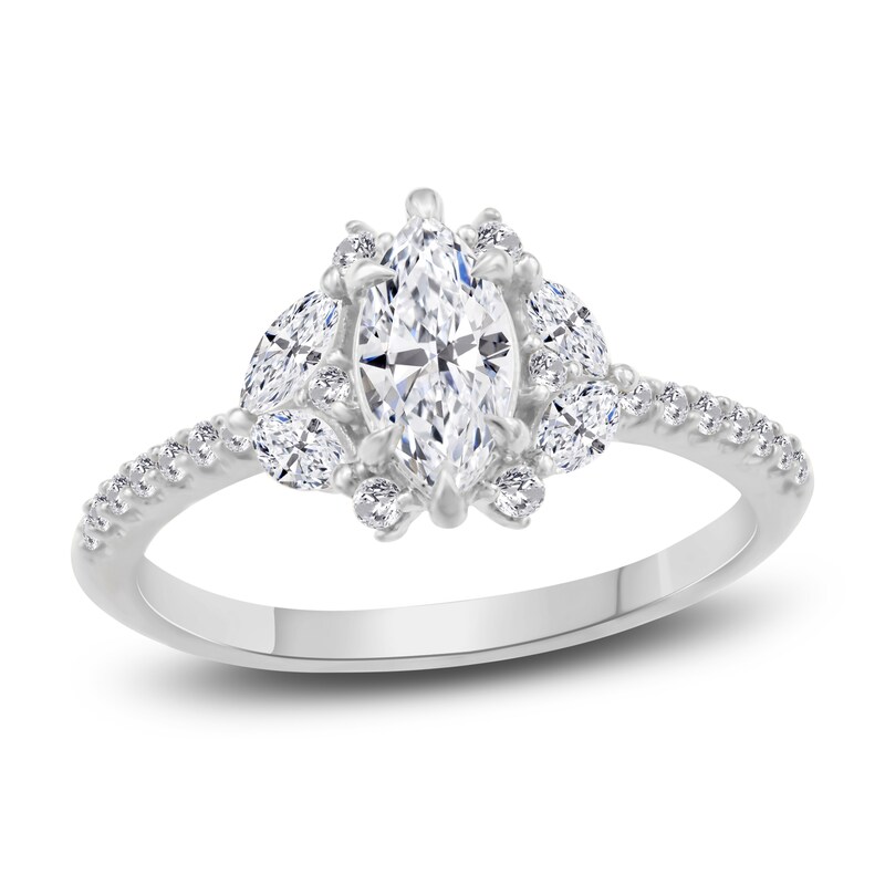 Diamond Engagement Ring 1 ct tw Marquise/Round 14K White Gold
