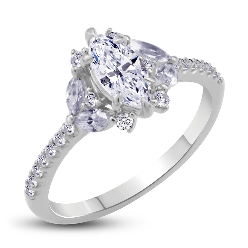 Main Image 2 of Diamond Engagement Ring 1 ct tw Marquise/Round 14K White Gold
