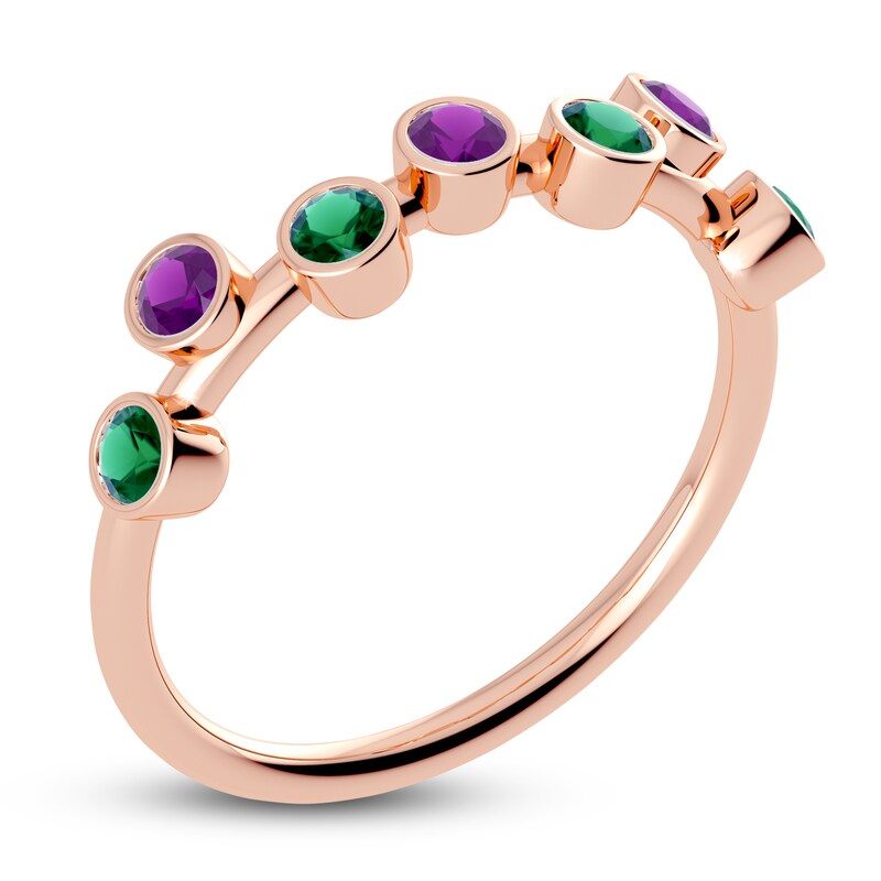 Main Image 2 of Juliette Maison Natural Amethyst & Natural Emerald Ring 10K Rose Gold