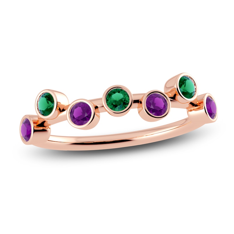 Main Image 1 of Juliette Maison Natural Emerald & Natural Amethyst Ring 10K Rose Gold