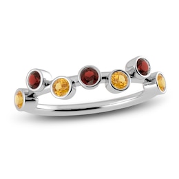 Juliette Maison Natural Citrine & Natural Garnet Ring 10K White Gold