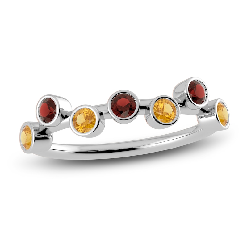 Main Image 1 of Juliette Maison Natural Citrine & Natural Garnet Ring 10K White Gold