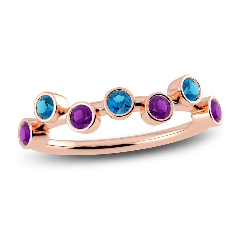 Main Image 1 of Juliette Maison Natural Blue Zircon & Natural Amethyst Ring 10K Rose Gold