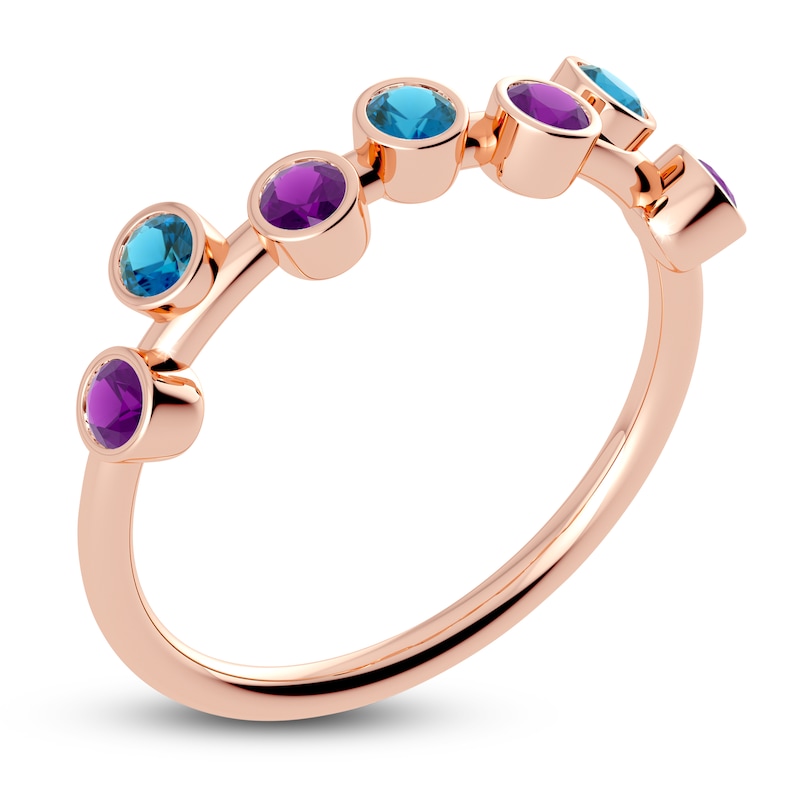 Main Image 2 of Juliette Maison Natural Blue Zircon & Natural Amethyst Ring 10K Rose Gold