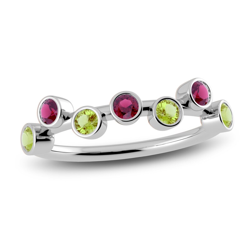 Main Image 1 of Juliette Maison Natural Peridot & Natural Rhodolite Garnet Ring 10K White Gold
