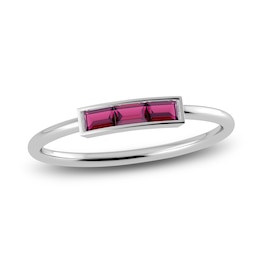 Juliette Maison Natural Rhodolite Garnet Baguette Bar Ring 10K White Gold