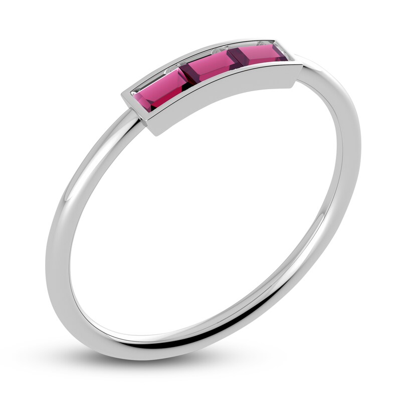 Main Image 2 of Juliette Maison Natural Rhodolite Garnet Baguette Bar Ring 10K White Gold