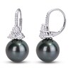 Thumbnail Image 1 of Tahitian Cultured Freshwater Pearl & White Lab-Created Sapphire Earrings 1/20 ct tw Round 10K White Gold