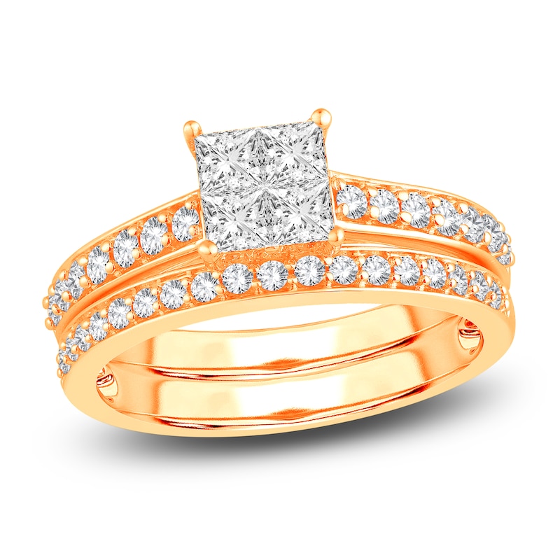Main Image 1 of Diamond Bridal Set 1 ct tw Princess/Round 14K Yellow Gold