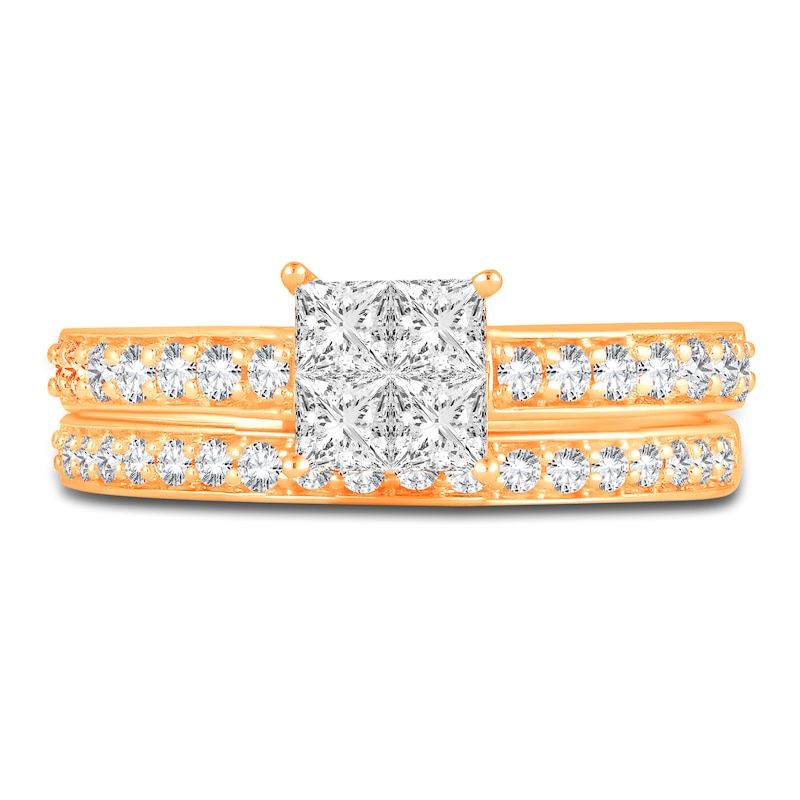 Main Image 3 of Diamond Bridal Set 1 ct tw Princess/Round 14K Yellow Gold