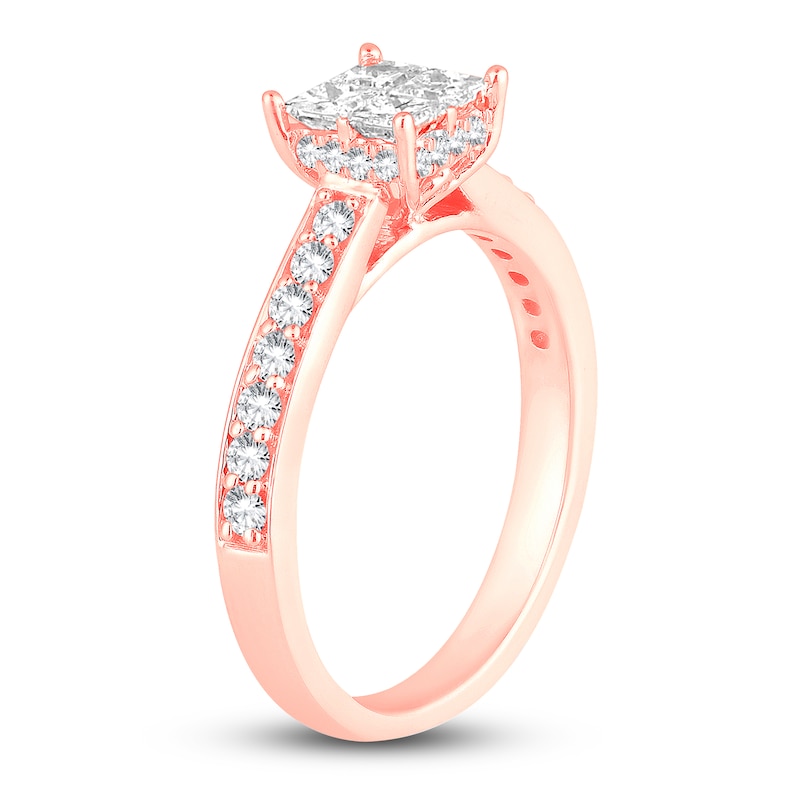 Main Image 2 of Diamond Engagement Ring 7/8 ct tw Princess/Round 14K Rose Gold