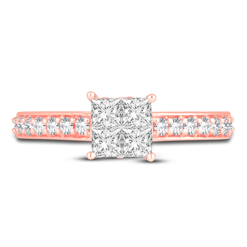 Main Image 3 of Diamond Engagement Ring 7/8 ct tw Princess/Round 14K Rose Gold