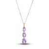 Thumbnail Image 1 of Natural Pink Quartz 3-Stone Pendant Necklace 10K Rose Gold