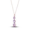 Thumbnail Image 1 of Natural Pink Quartz 3-Stone Pendant Necklace 10K Rose Gold