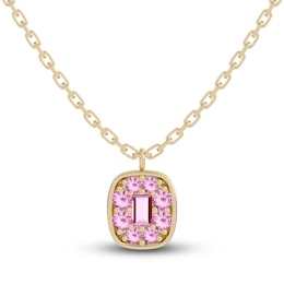 Juliette Maison Natural Pink Tourmaline Pendant Necklace 10K Yellow Gold