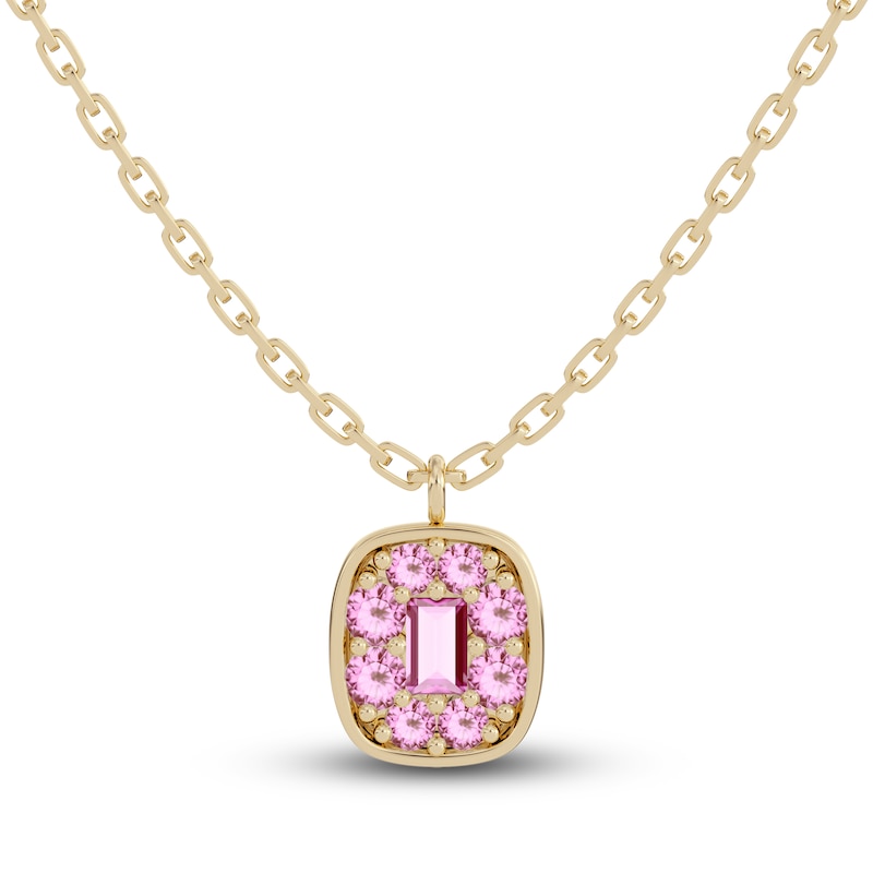 Main Image 1 of Juliette Maison Natural Pink Tourmaline Pendant Necklace 10K Yellow Gold