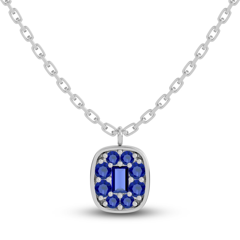 Main Image 1 of Juliette Maison Natural Blue Sapphire Pendant Necklace 10K White Gold