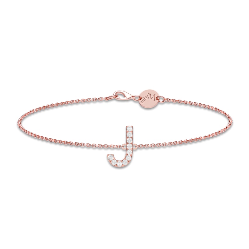 Main Image 1 of Juliette Maison Diamond Station Name Bracelet 1/8 ct tw Round 10K Rose Gold
