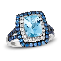 Le Vian Natural Aquamarine & Natural Blue Sapphire Ring 1/4 ct tw Diamonds 14K Vanilla Gold