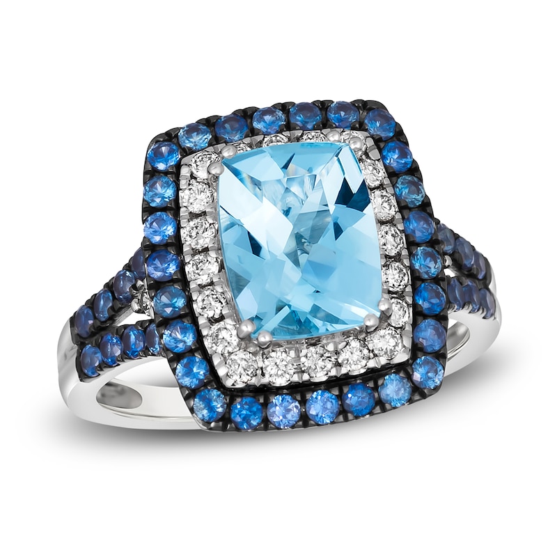 Main Image 1 of Le Vian Natural Aquamarine & Natural Blue Sapphire Ring 1/4 ct tw Diamonds 14K Vanilla Gold