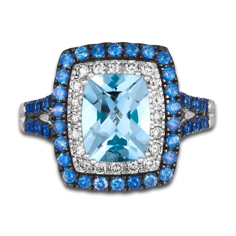 Main Image 3 of Le Vian Natural Aquamarine & Natural Blue Sapphire Ring 1/4 ct tw Diamonds 14K Vanilla Gold