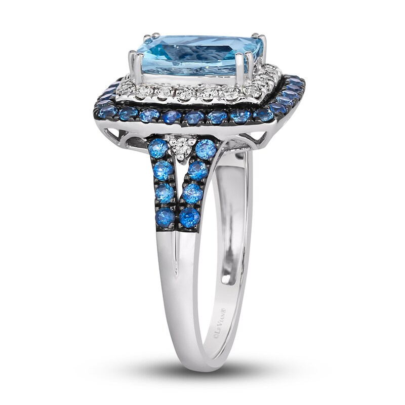 Main Image 4 of Le Vian Natural Aquamarine & Natural Blue Sapphire Ring 1/4 ct tw Diamonds 14K Vanilla Gold