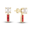 Thumbnail Image 0 of Juliette Maison Natural Ruby Baguette and Freshwater Cultured Pearl Earrings 10K Yellow Gold