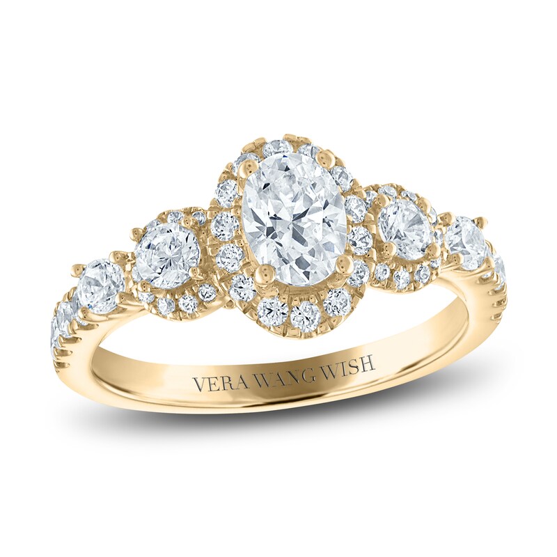 Vera Wang WISH Diamond Engagement Ring Setting 1-1/4 ct tw oval/Round 14K Yellow Gold