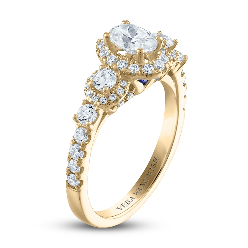 Vera Wang WISH Diamond Engagement Ring Setting 1-1/4 ct tw oval/Round 14K Yellow Gold