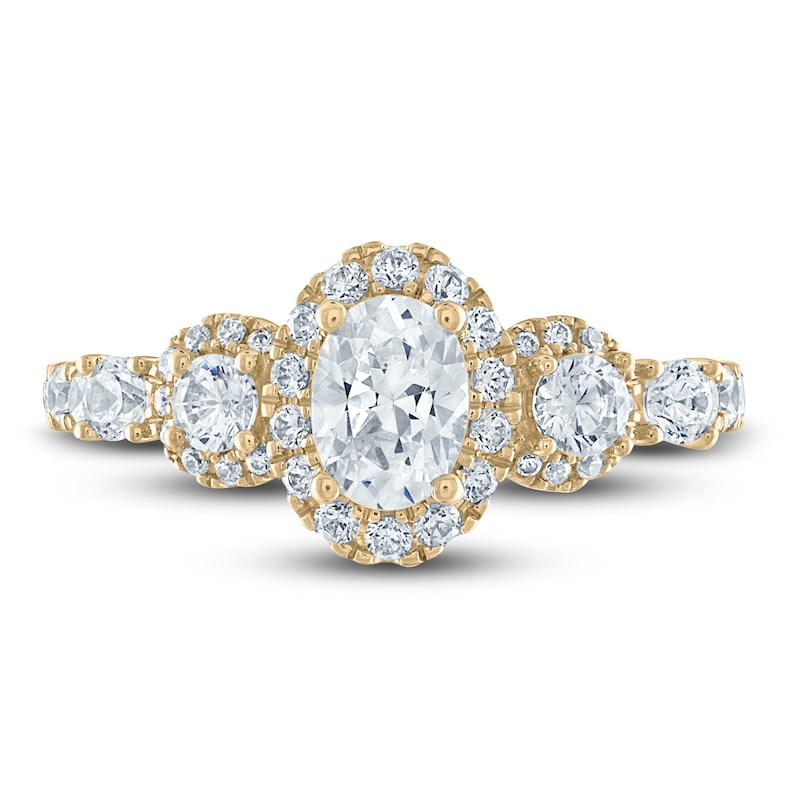 Vera Wang WISH Diamond Engagement Ring Setting 1-1/4 ct tw oval/Round 14K Yellow Gold
