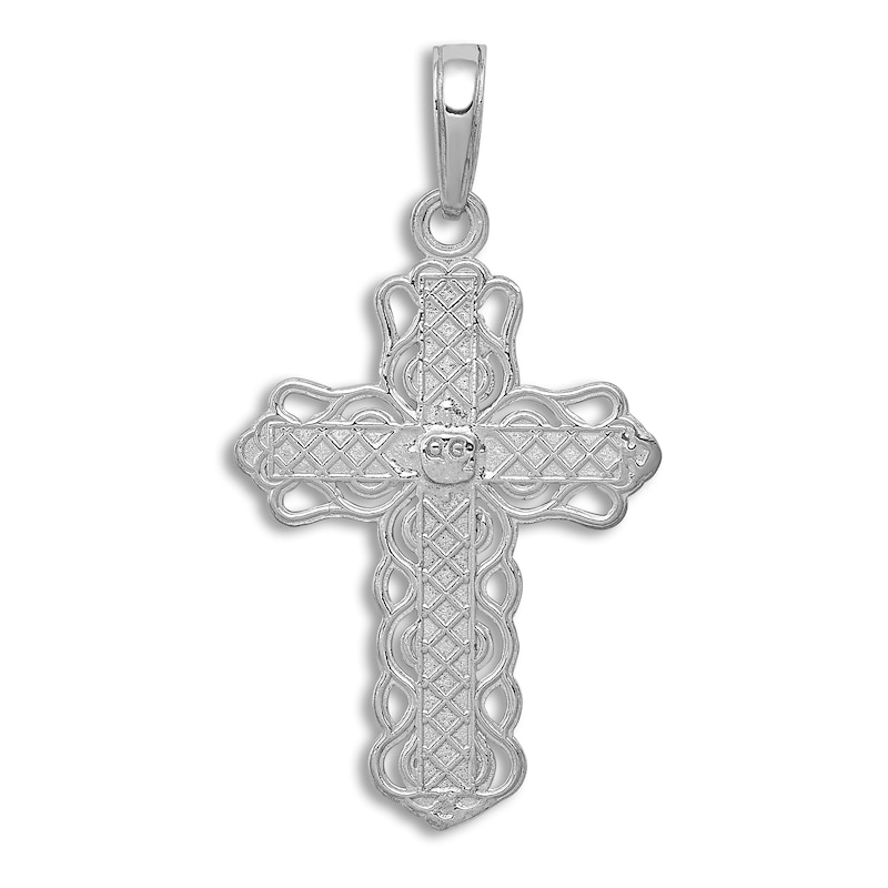 Main Image 3 of Cross Pendant Necklace 14K White Gold 18"