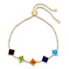 LALI Jewels Natural Multi-Gemstone Bracelet 1/20 ct wt Diamonds 14K Yellow Gold 10"