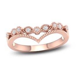 Diamond Milgrain Wedding Band 1/10 ct tw Round 14K Rose Gold