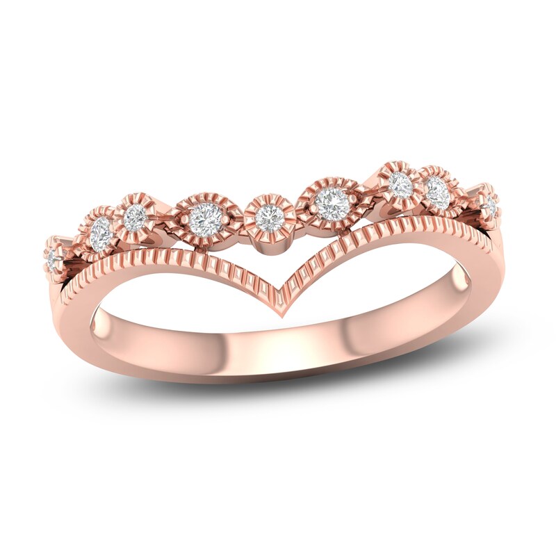 Main Image 1 of Diamond Milgrain Wedding Band 1/10 ct tw Round 14K Rose Gold