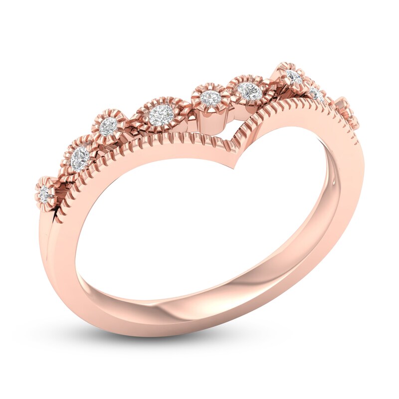 Main Image 2 of Diamond Milgrain Wedding Band 1/10 ct tw Round 14K Rose Gold