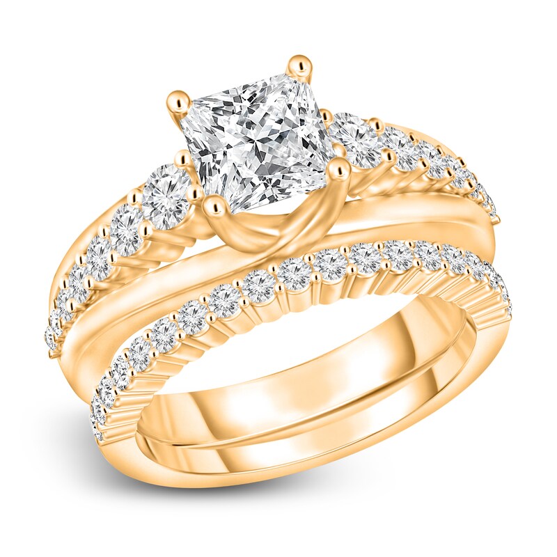 Main Image 2 of Diamond Bridal Set 1-7/8 ct tw Princess/Round 14K Yellow Gold