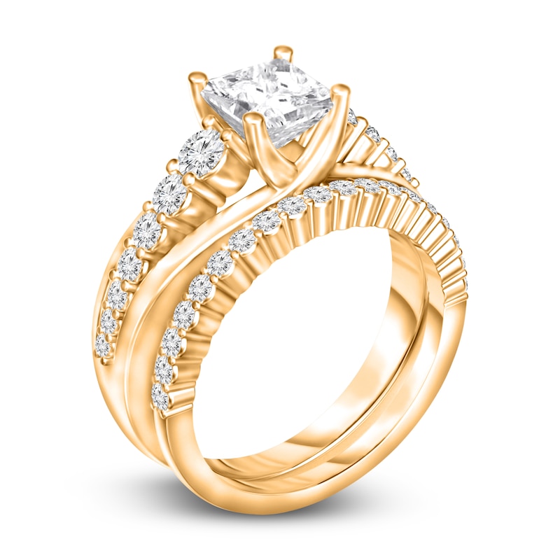 Main Image 3 of Diamond Bridal Set 1-7/8 ct tw Princess/Round 14K Yellow Gold