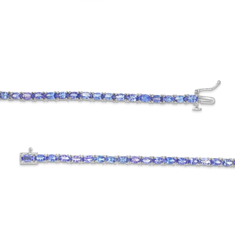 Kallati Oval-Cut Natural Tanzanite Tennis Bracelet 14K White Gold 7"