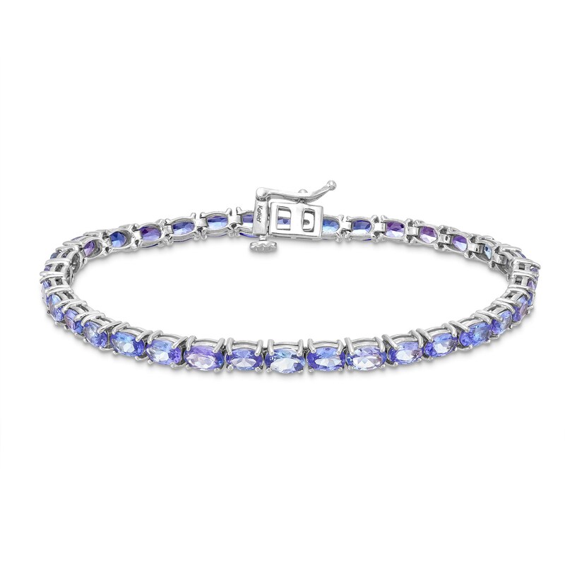 Main Image 4 of Kallati Oval-Cut Natural Tanzanite Tennis Bracelet 14K White Gold 7"