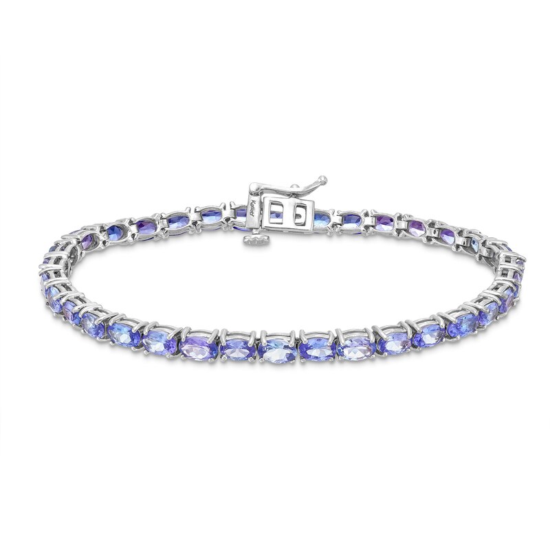 Kallati Oval-Cut Natural Tanzanite Tennis Bracelet 14K White Gold 7"