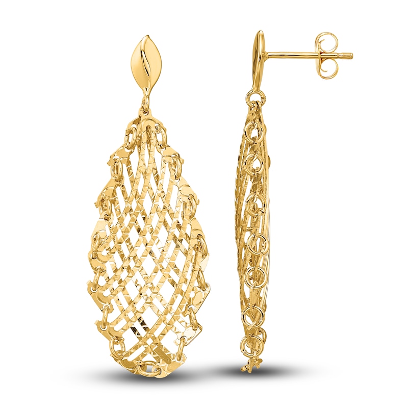 Diamond-Cut Dangle Earrings 14K Yellow Gold
