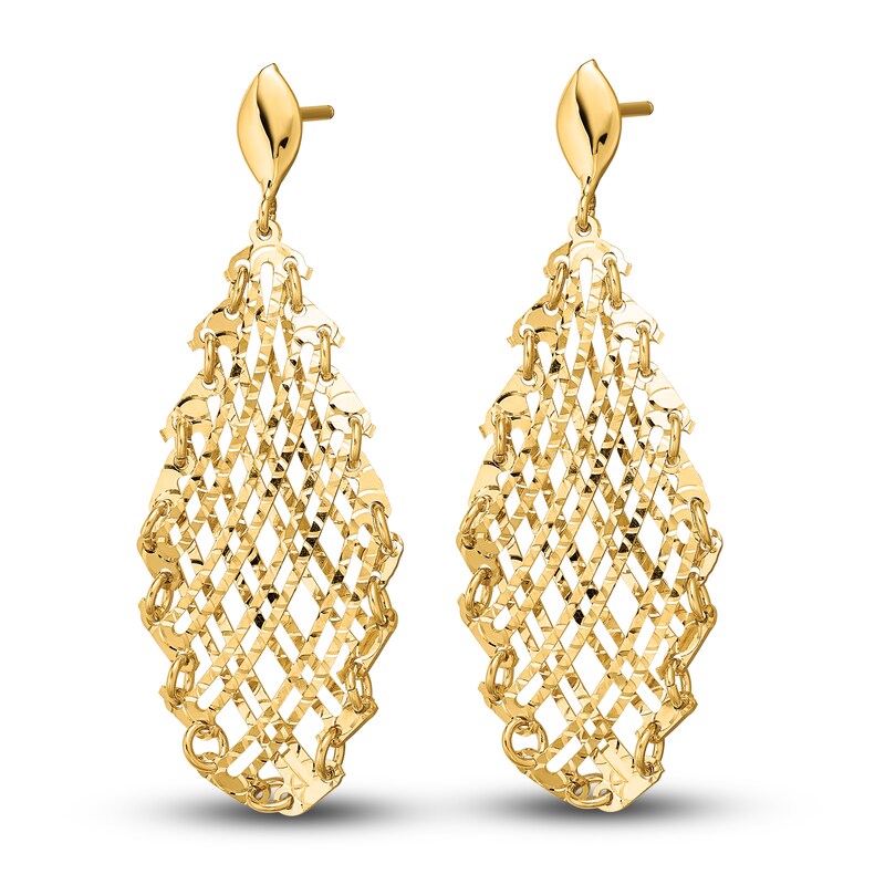 Diamond-Cut Dangle Earrings 14K Yellow Gold