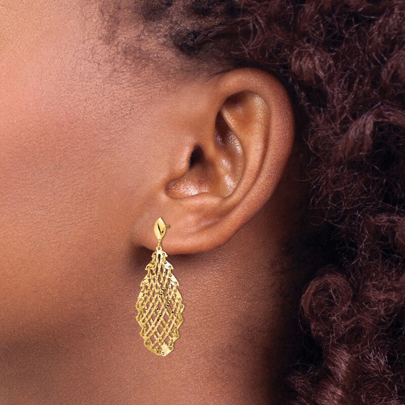Diamond-Cut Dangle Earrings 14K Yellow Gold