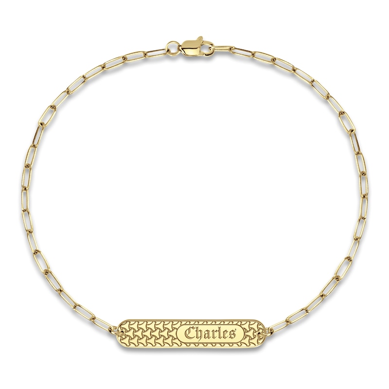 Main Image 1 of Engravable Station Bracelet 14K Yellow Gold 7.5" 32mm